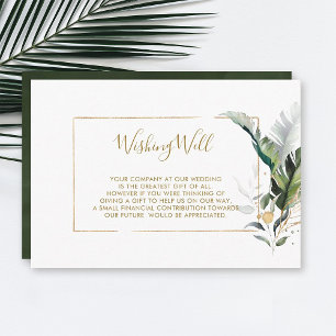 Tarjeta De Recepción El Boda Tropical Sale del Oro Deseando Bien