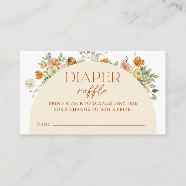 Tarjeta De Recepción El Boho de primavera florece Baby Shower Diaper Ra (Anverso)