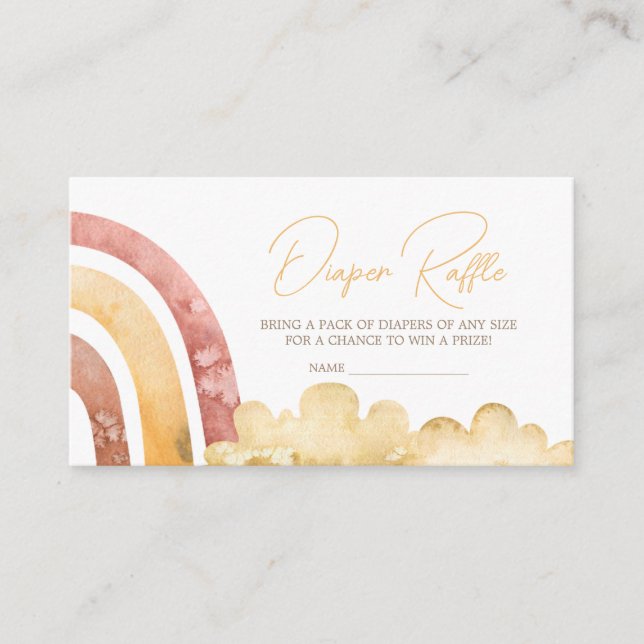 Tarjeta De Recepción El Boho viene el pañal Baby Shower del hijo Raffle (Anverso)