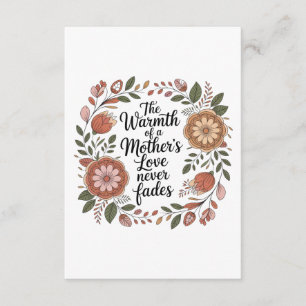 Tarjeta De Recepción El calor del amor de una madre nunca se desvanece