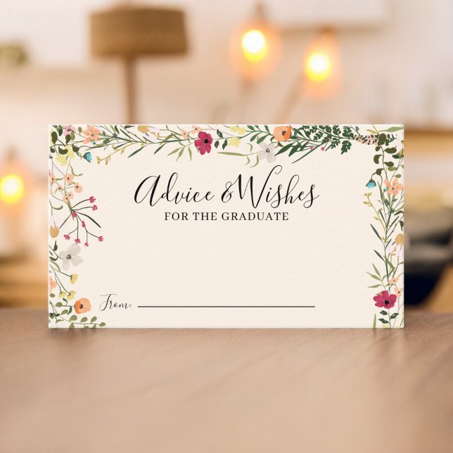 Tarjeta De Recepción El consejo de flores silvestres bohemias desea gra (Bohemian wildflowers advice wishes graduation enclosure card)