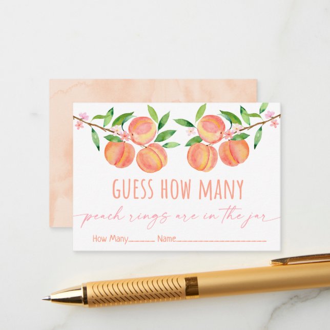 Tarjeta De Recepción El cumpleaños de Peach Blossom adivina cuántos jue (Anverso/Reverso In Situ)