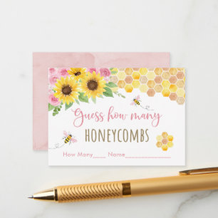 Tarjeta De Recepción El cumpleaños del girasol rosado Abeja adivina cuá
