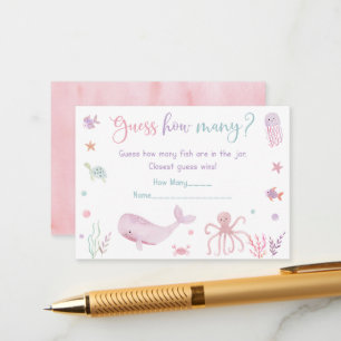 Tarjeta De Recepción El cumpleaños rosado bajo el mar adivina cuántos j