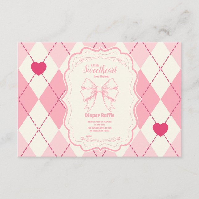 Tarjeta De Recepción El día de San Valentín Cute Squerido Diapper Raffl (Anverso)