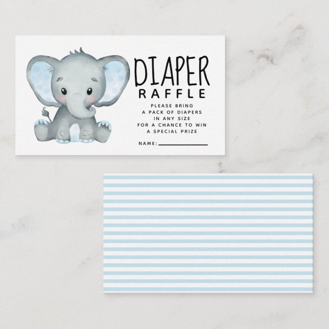 Tarjeta De Recepción El Elefante Azul del Niño Diaper Raffle (Anverso / Reverso)