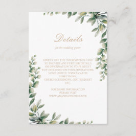 Tarjeta De Recepción El eucalipto moderno deja una boda elegante
