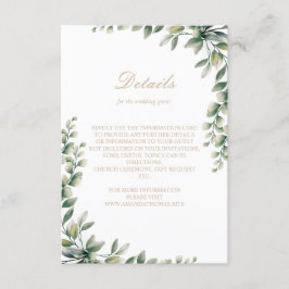 Tarjeta De Recepción El eucalipto moderno deja una boda elegante