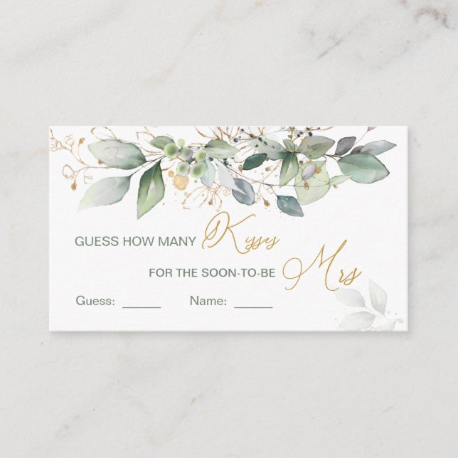 Tarjeta De Recepción El follaje verde adivina cuántos besos (Anverso)