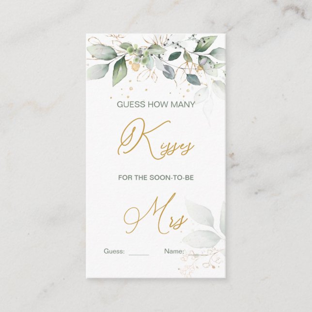 Tarjeta De Recepción El follaje verde adivina cuántos besos (Anverso)