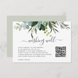 Tarjeta De Recepción El follaje verde Eucalyptus con el código QR