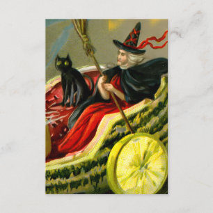 Tarjeta De Recepción El gato negro y la bruja de Halloween