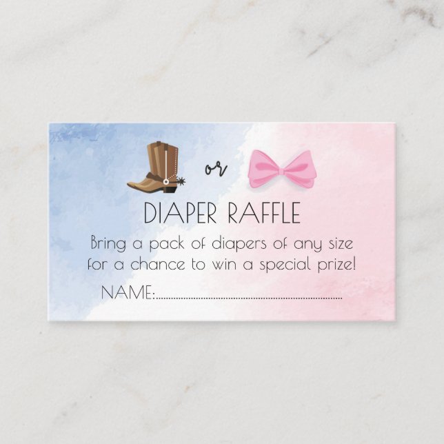 Tarjeta De Recepción El género de los boots o Bows revela el boleto de  (Anverso)