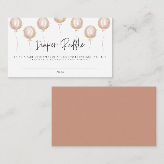Tarjeta De Recepción El globo rosado de Diaper Raffle es un Baby Shower (Anverso / Reverso)