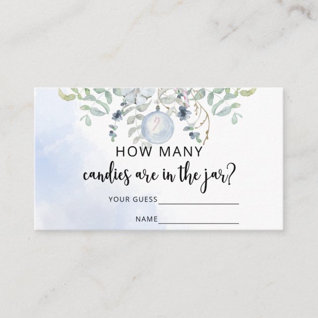 Tarjeta De Recepción El invierno azul adivina cuántos caramelos (Anverso)