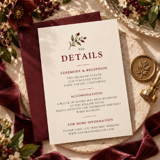 Tarjeta De Recepción El Jardín de Vino