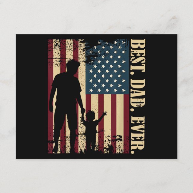 Tarjeta De Recepción El mejor papá del mundo con nosotros Bandera Ameri (Anverso)
