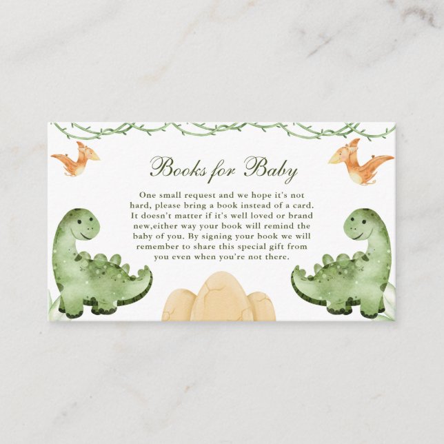 Tarjeta De Recepción El odio a los dinosaurios pronto en Baby Shower li (Anverso)