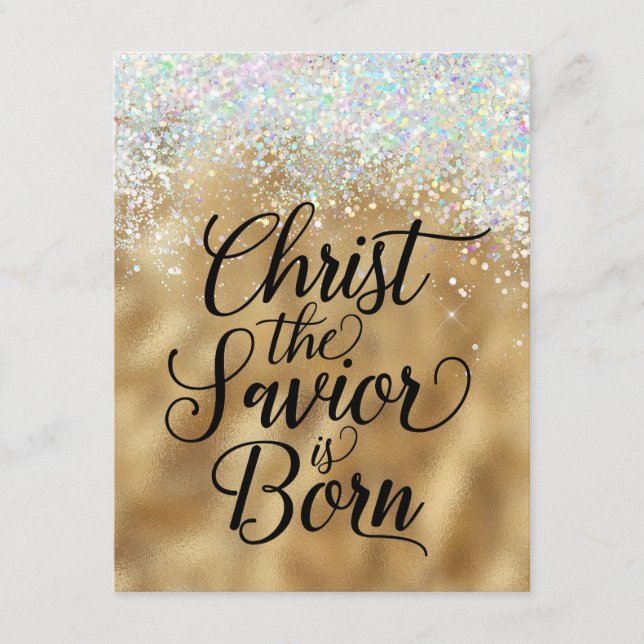 Tarjeta De Recepción El oro Cristo salvador Navidades cristianos (Anverso)