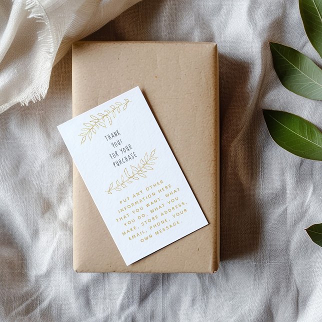 Tarjeta De Recepción El oro deja gracias (Pencil sketched leaves enclosure card to say thank you to your customers.)