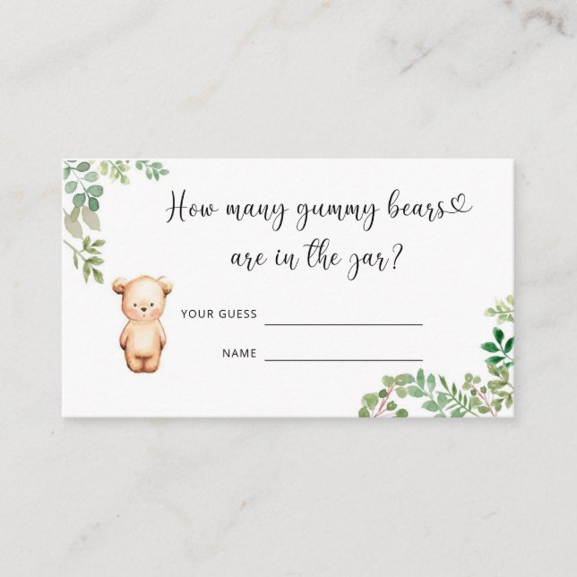 Tarjeta De Recepción El oso bebé ducha adivina cuántos osos gommy (Anverso)