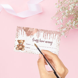 Tarjeta De Recepción El oso de Teddy Baby Shower adivina cuántas cartas