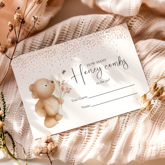 Tarjeta De Recepción El Oso Y El Abeja Adivinan ¿Cuántos? Juego Baby Sh (Subido por el creador)