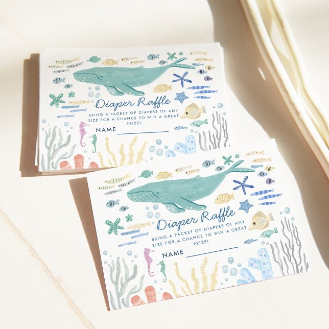 Tarjeta De Recepción El pañal Baby Shower de ballena bajo el mar (Subido por el creador)