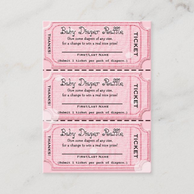 Tarjeta De Recepción El pañal bebé baraja las entradas rosadas (Anverso)