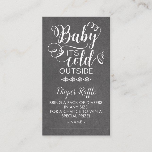 Tarjeta De Recepción El pañal de Chalkboard Raffle Baby hace frío afuer (Anverso)