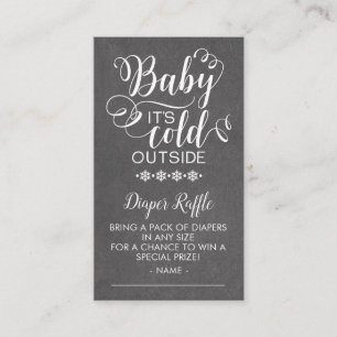 Tarjeta De Recepción El pañal de Chalkboard Raffle Baby hace frío afuer