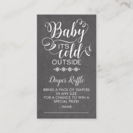 Tarjeta De Recepción El pañal de Chalkboard Raffle Baby hace frío afuer
