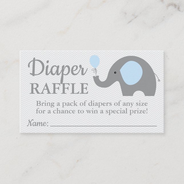 Tarjeta De Recepción El pañal elefante Baby Shower Raffle tiene entrada (Anverso)