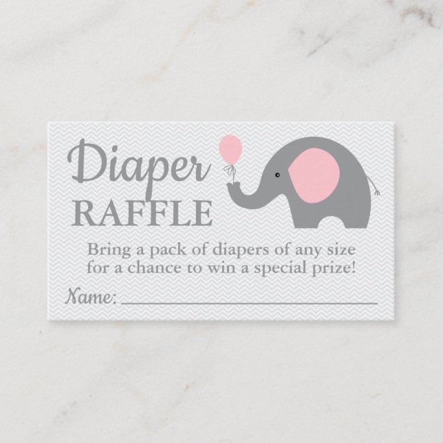 Tarjeta De Recepción El pañal elefante Baby Shower Raffles vierte sus e (Anverso)