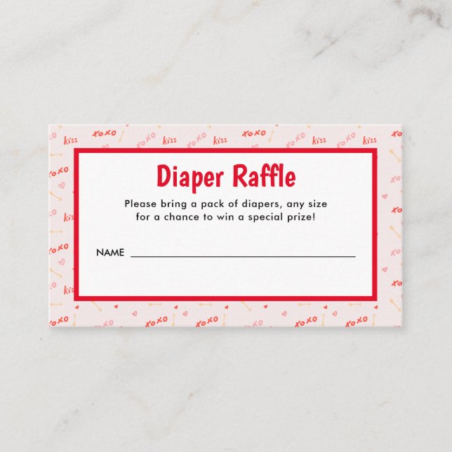 Tarjeta De Recepción El pequeño amor Valentines Diaper Raffle (Anverso)