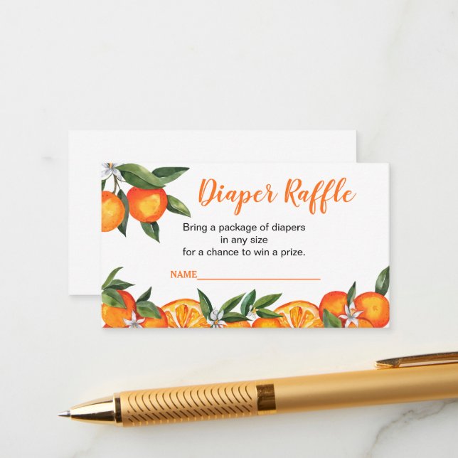 Tarjeta De Recepción El pequeño Naranja de Cutie Baby Shower Diaper Raf (Anverso/Reverso In Situ)