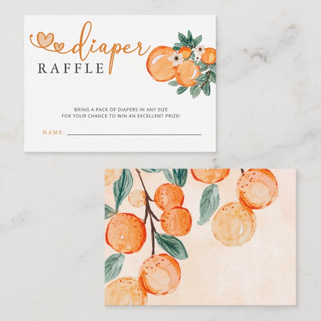Tarjeta De Recepción El pequeño Naranja de Cutie Baby Shower Diaper Raf (Anverso / Reverso)