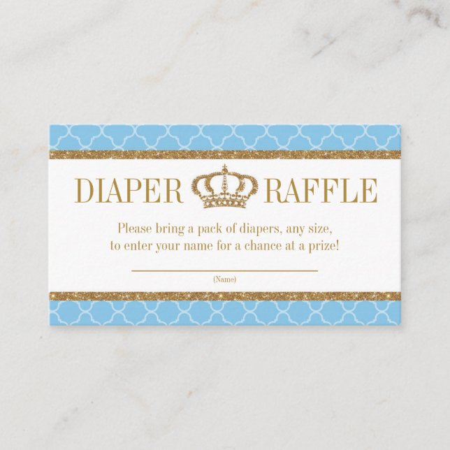 Tarjeta De Recepción El pequeño príncipe Royal Baby Blue & Gold Diaper  (Anverso)