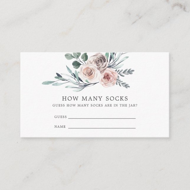 Tarjeta De Recepción El Rosa de Boho Baby Shower adivina cuántos Socks  (Anverso)
