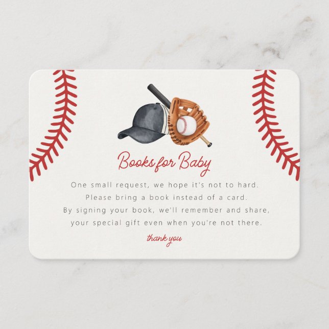 Tarjeta De Recepción El tema del béisbol: Home Run Books for Baby Inser (Anverso)