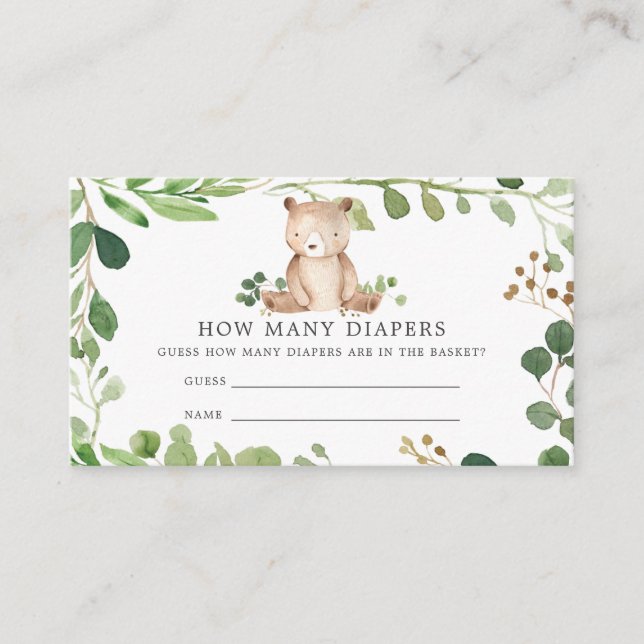 Tarjeta De Recepción El usuario de Baby Shower adivina cuántos pañales (Anverso)