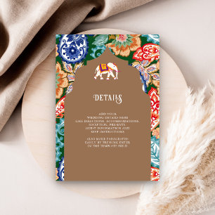 Tarjeta De Recepción Elefante Arte Popular Indio Detalles de Boda Beige