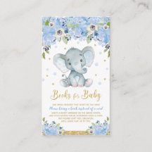 Elefante Azul Floral Baby Shower Trae un Libro
