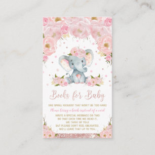 Tarjeta De Recepción Elefante Baby Shower con flores rosas