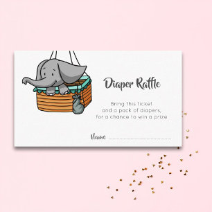 Tarjeta De Recepción Elefante Baby Shower Diaper Raffle con globo de ai