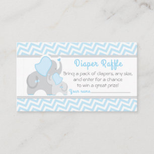 Tarjeta De Recepción Elefante Baby Shower Diaper Raffle Ticket Blue