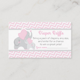 Tarjeta De Recepción Elefante Baby Shower Diaper Raffle Ticket Pink