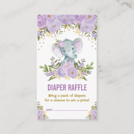 Tarjeta De Recepción Elefante Baby Shower Purple Floral Diaper Raffle