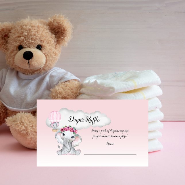 Tarjeta De Recepción Elefante Balón de aire caliente Bebé Diaper Raffle (Subido por el creador)