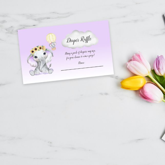 Tarjeta De Recepción Elefante Balón de aire caliente Bebé Púrpura Diape (Subido por el creador)